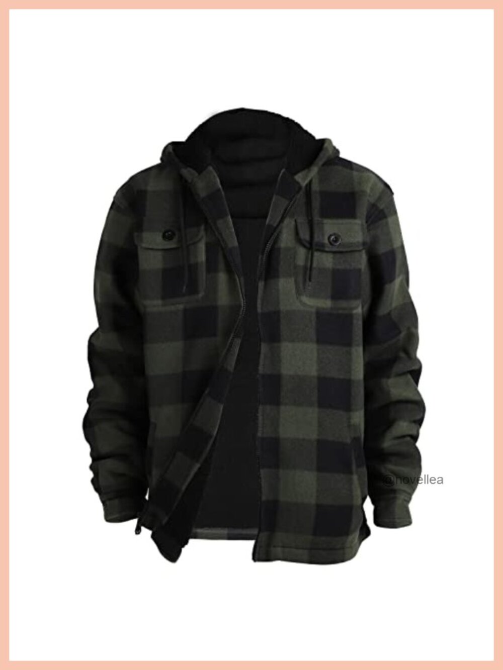 Sherpa Lined Flannel Hoodie Jacket Plaid Fleece Winter Coat